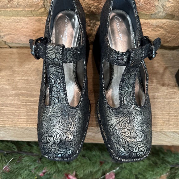 Circus by Sam Edelman Black and Silver Patterned Heels Kay Mary Jane - Picture 5 of 10